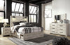 Cama Queen Cambeck con paneles y almacenaje, cómoda y espejo