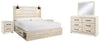 Cama con almacenaje King Cambeck, tocador, espejo y 2 mesitas de noche