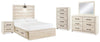 Cama con panel completo, cómoda, sinfonier y mesita de noche Cambeck