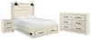 Cama Queen con panel de almacenamiento, cómoda y mesita de noche Cambeck