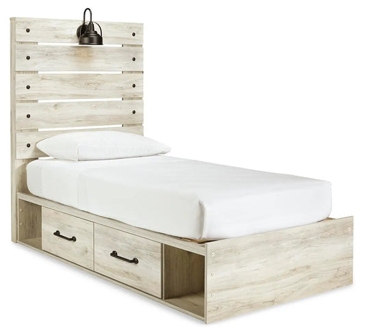 Cama doble con panel Cambeck con 2 cajones de almacenamiento