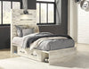 Cama individual Cambeck con panel y 4 cajones de almacenamiento
