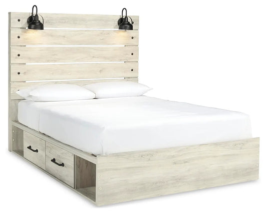 Cama Queen con panel Cambeck con 2 cajones de almacenamiento
