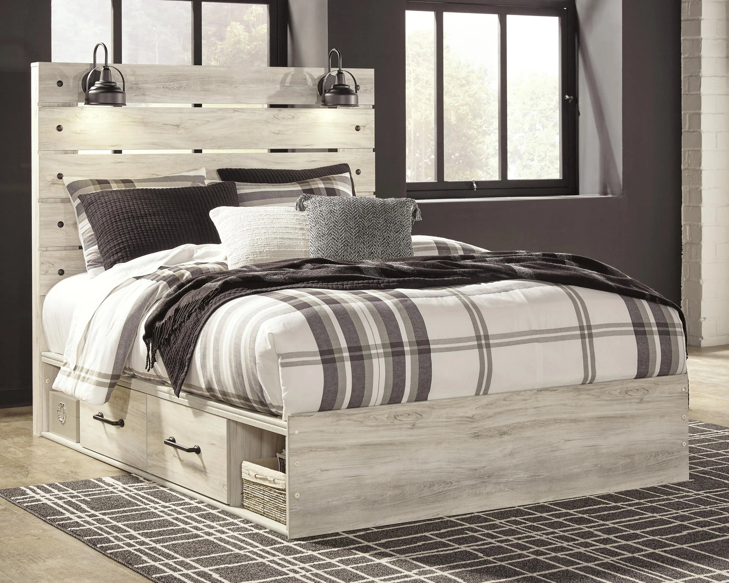 Cama de paneles Queen Cambeck con 4 cajones de almacenamiento