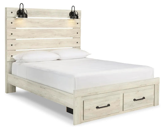 Cama Queen con panel Cambeck con 2 cajones de almacenamiento