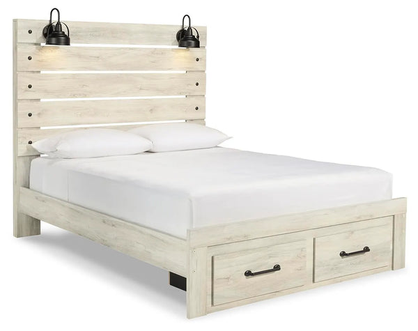 Cama Queen con panel Cambeck con 2 cajones de almacenamiento