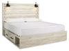 Cama King Cambeck con Panel y 2 Cajones de Almacenamiento