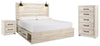 Cama King con paneles, almacenaje, cómoda y mesita de noche Cambeck