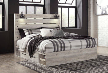 Cama King Cambeck con panel y 4 cajones de almacenamiento