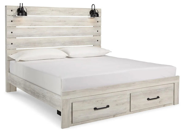 Cama King Cambeck con Panel y 2 Cajones de Almacenamiento