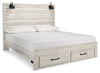 Cama King Cambeck con Panel y 2 Cajones de Almacenamiento