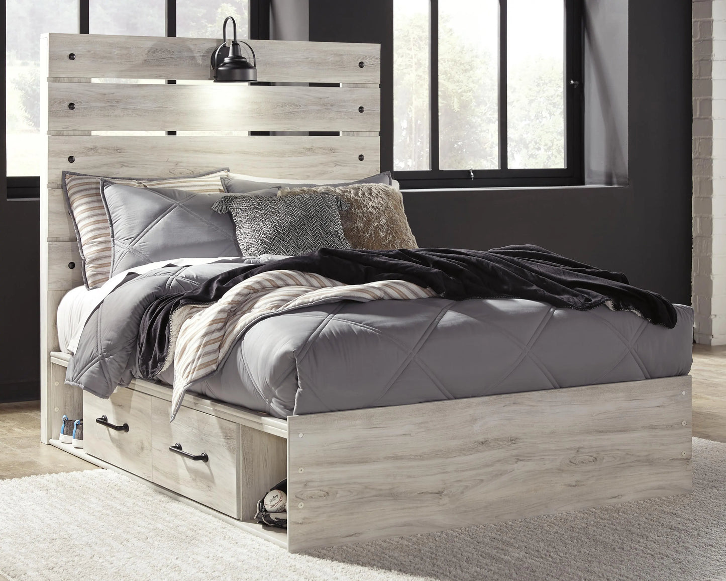Cama de panel completo Cambeck con 2 cajones de almacenamiento