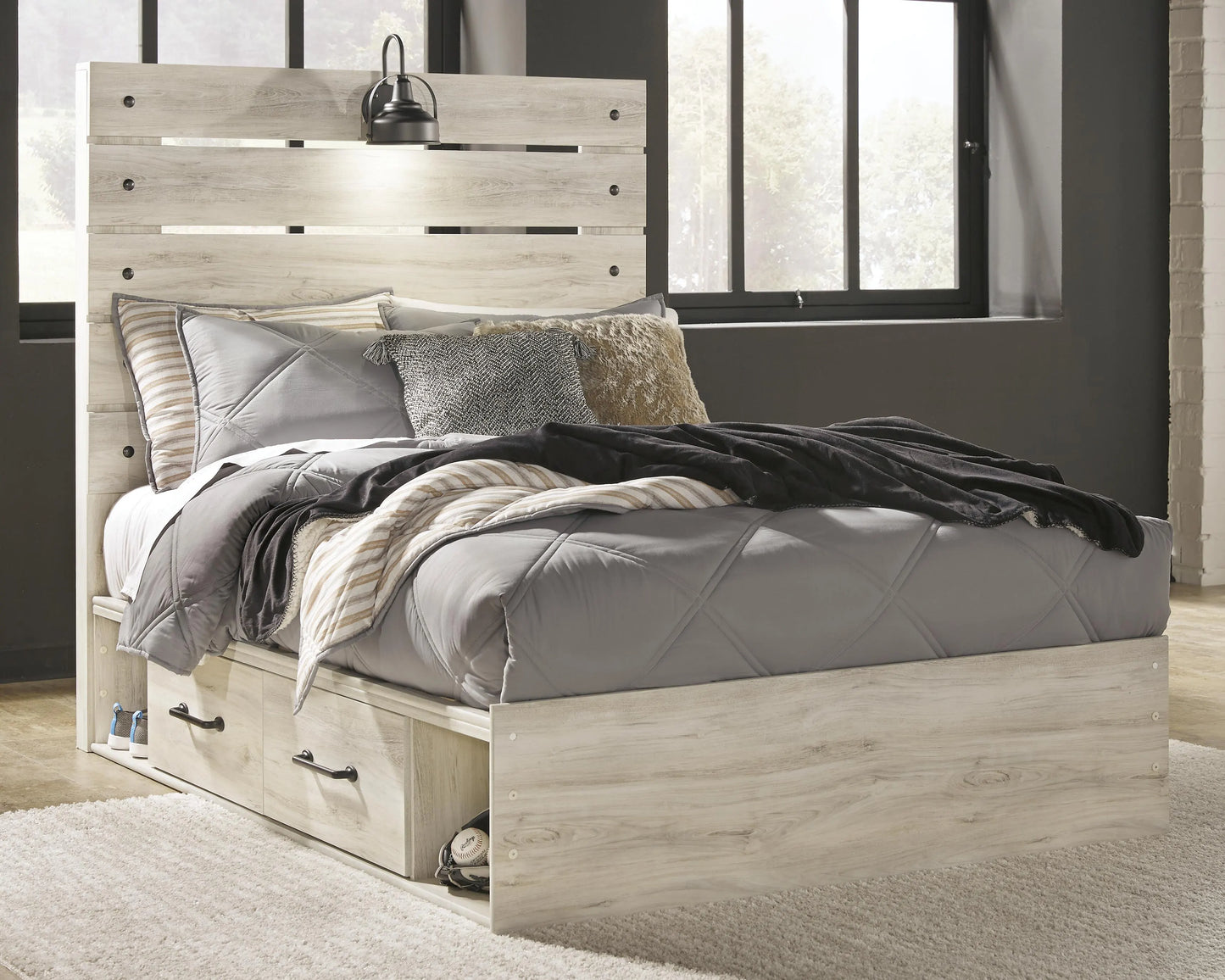 Cama de panel completo Cambeck con 4 cajones de almacenamiento