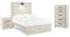 Cama con panel completo, cómoda y mesita de noche Cambeck