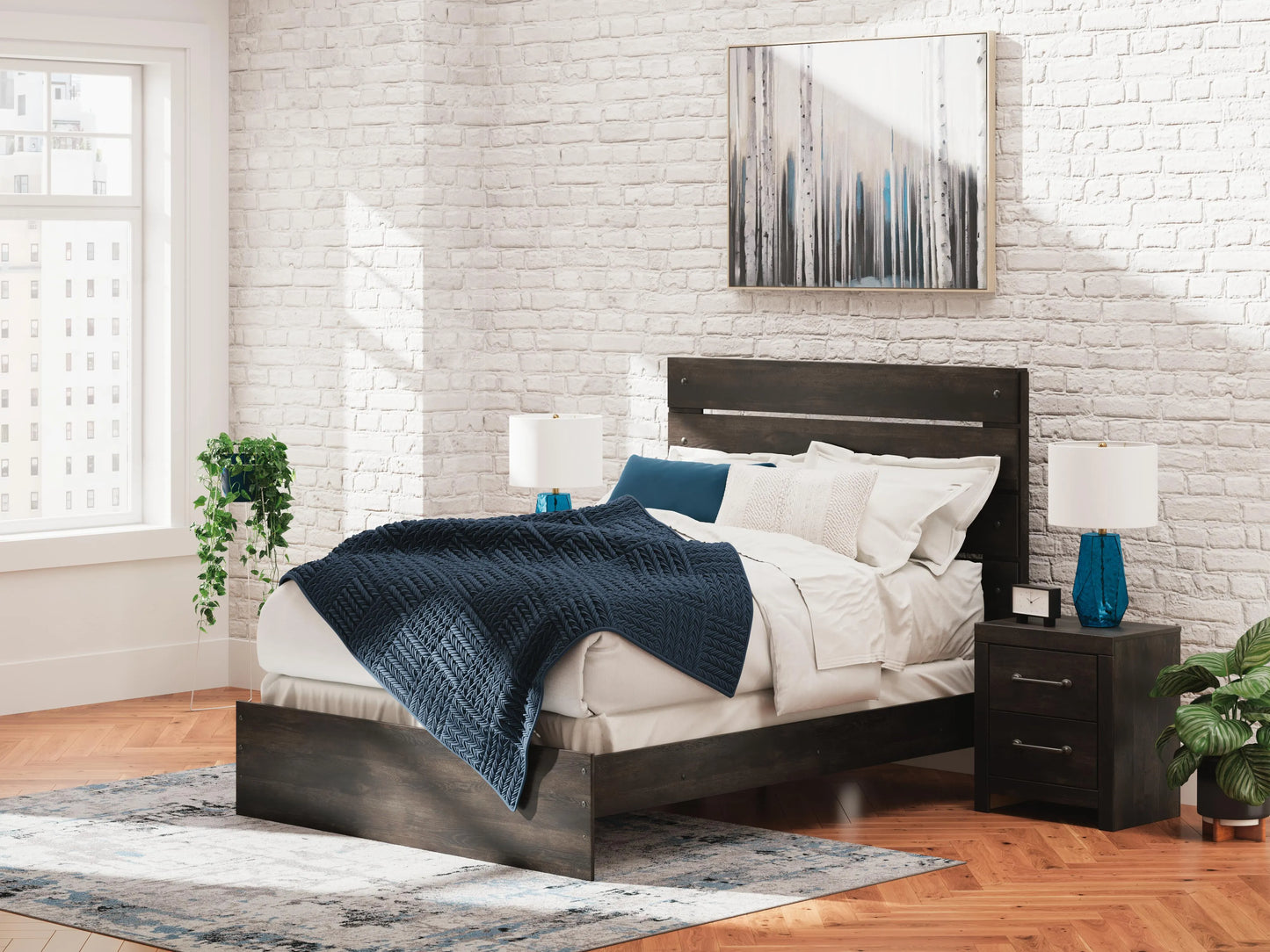 Cama de panel queen Delmorta