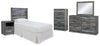 Cama, tocador, espejo y mesita de noche Baystorm con cabecero de doble panel