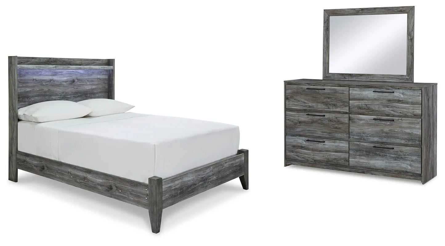 Cama, cómoda y espejo de panel completo Baystorm
