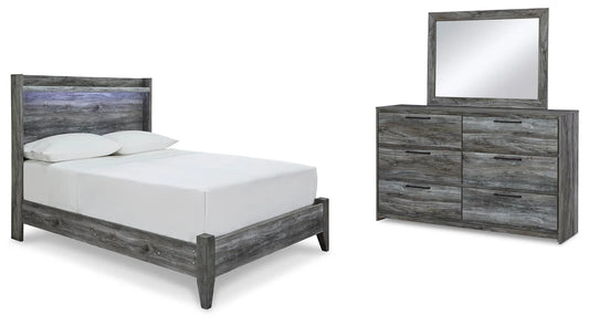 Cama, cómoda y espejo de panel completo Baystorm