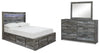 Cama, cómoda y espejo de almacenamiento de panel completo Baystorm