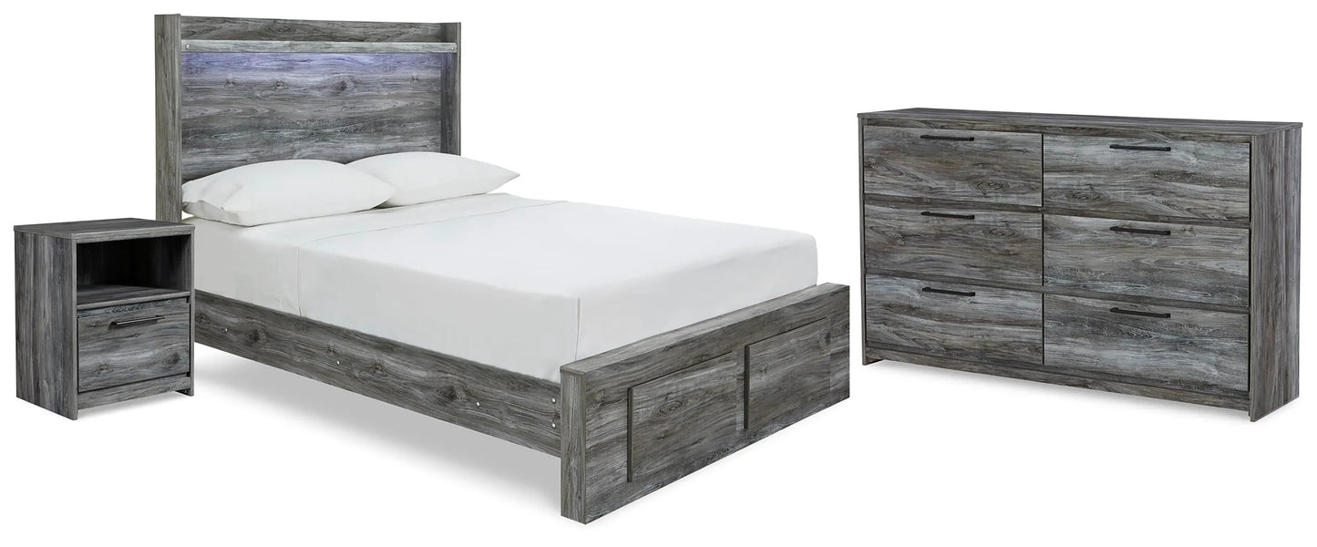 Cama con almacenaje, cómoda y mesita de noche Baystorm Full Panel
