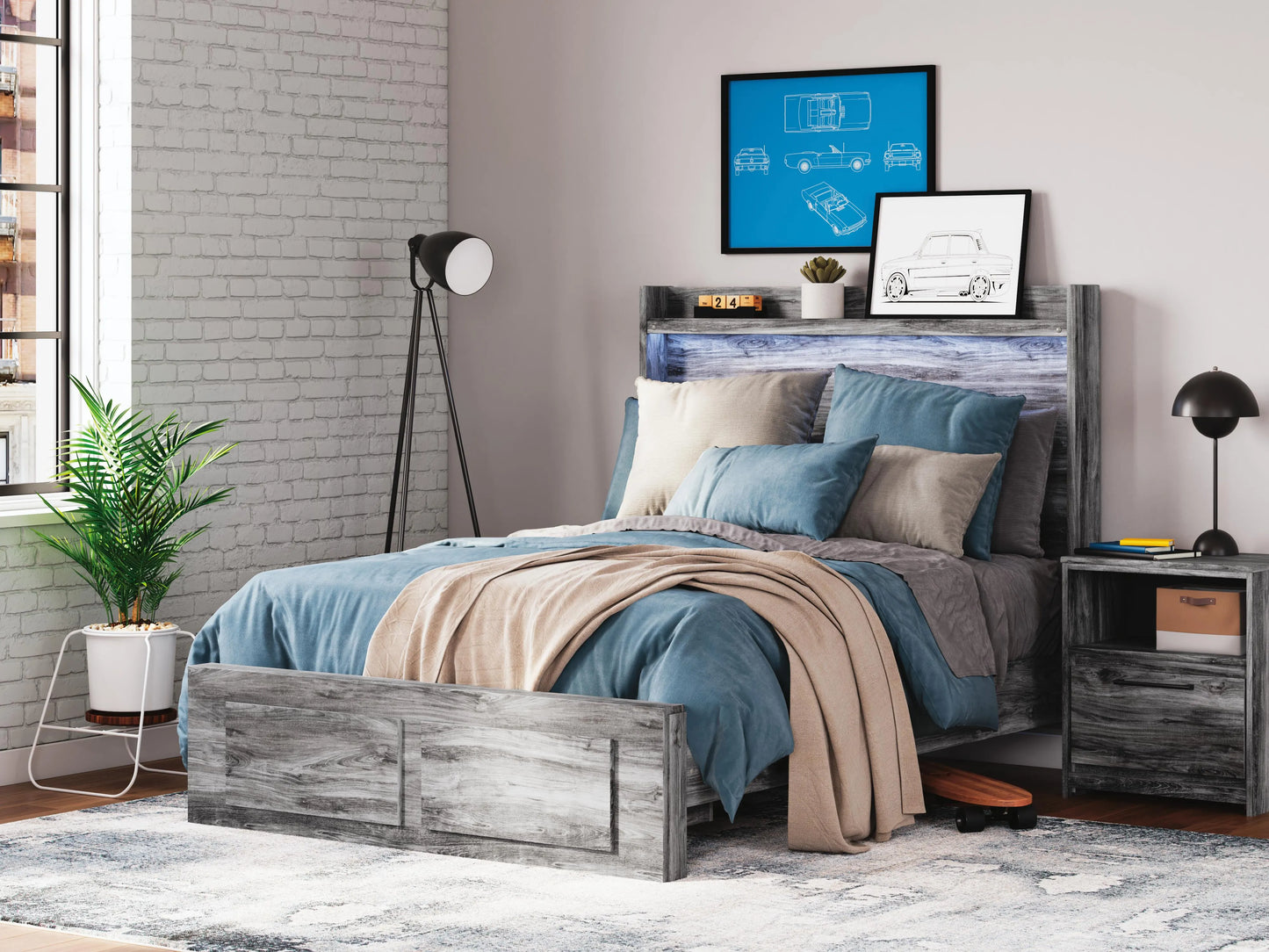 Cama de panel completo Baystorm con 2 cajones de almacenamiento