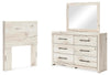 Cabecero Lawroy de doble panel, tocador y espejo