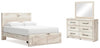 Cama de almacenamiento Lawroy Queen Panel, cómoda y espejo