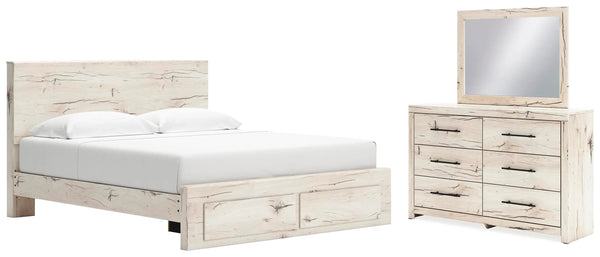 Cama con almacenamiento, cómoda y espejo Lawroy King Panel