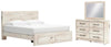 Cama con almacenamiento, cómoda y espejo Lawroy King Panel