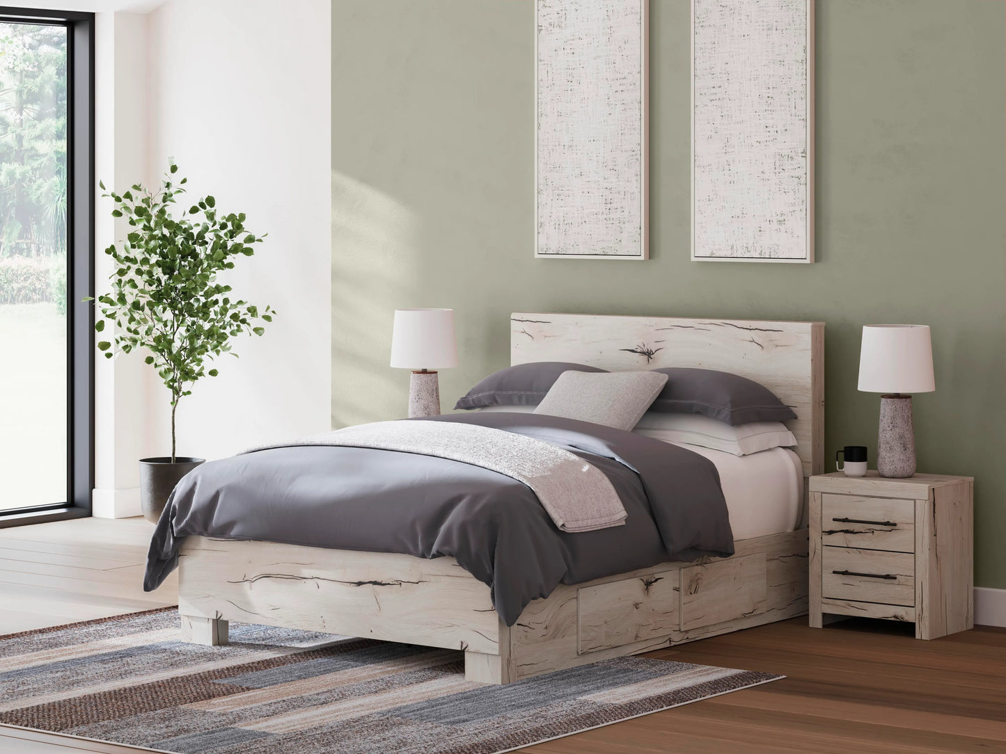 Cama de panel Queen Lawroy con almacenamiento
