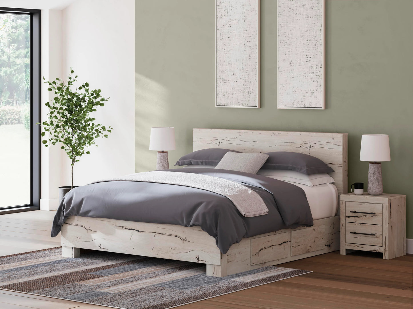 Cama Panel King Lawroy con Almacenamiento