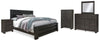 Cama Brinxton King, Cómoda, Espejo, Chifonier y Mesita de Noche