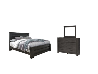 Cama con paneles, cómoda y espejo Brinxton King