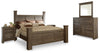 Cama con dosel California King, cómoda, espejo y 2 mesitas de noche Juararo
