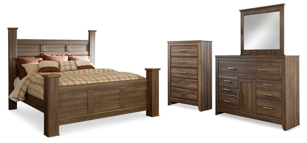 Cama tamaño King, tocador, espejo y cómoda Juararo
