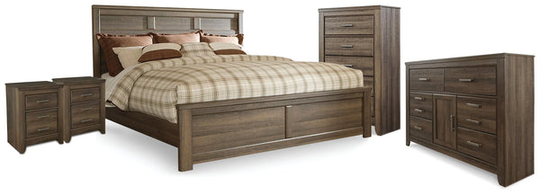 Cama King con panel, cómoda, sinfonier y 2 mesitas de noche Juararo