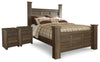 Cama tamaño queen con dosel Juararo y 2 mesitas de noche