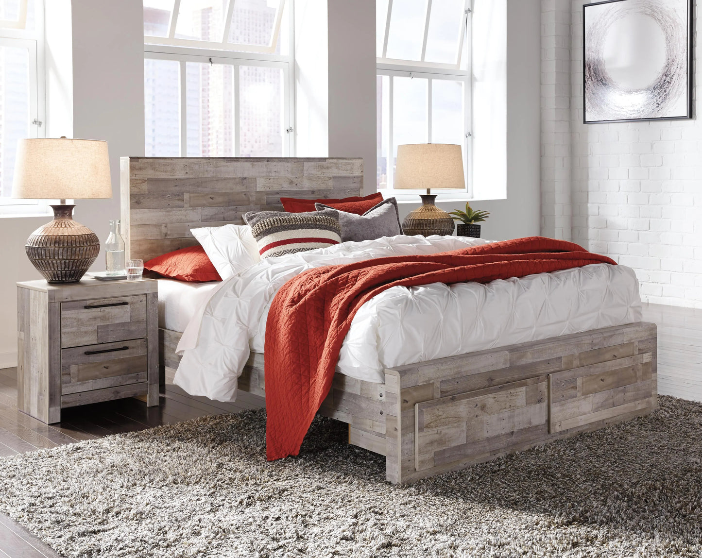 Effie Queen Panel Bed with 2 Storage Drawers
