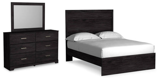 Cama Belachime con cabecero y pie de cama, tocador y espejo