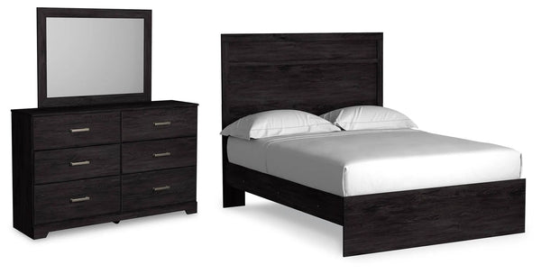 Cama Belachime con cabecero y pie de cama, tocador y espejo