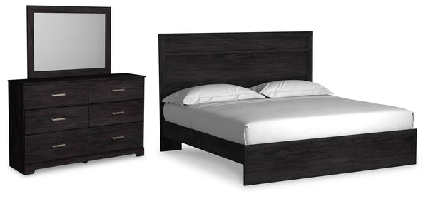 Cama con panel, tocador y espejo Belachime King