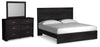 Cama con panel, tocador y espejo Belachime King