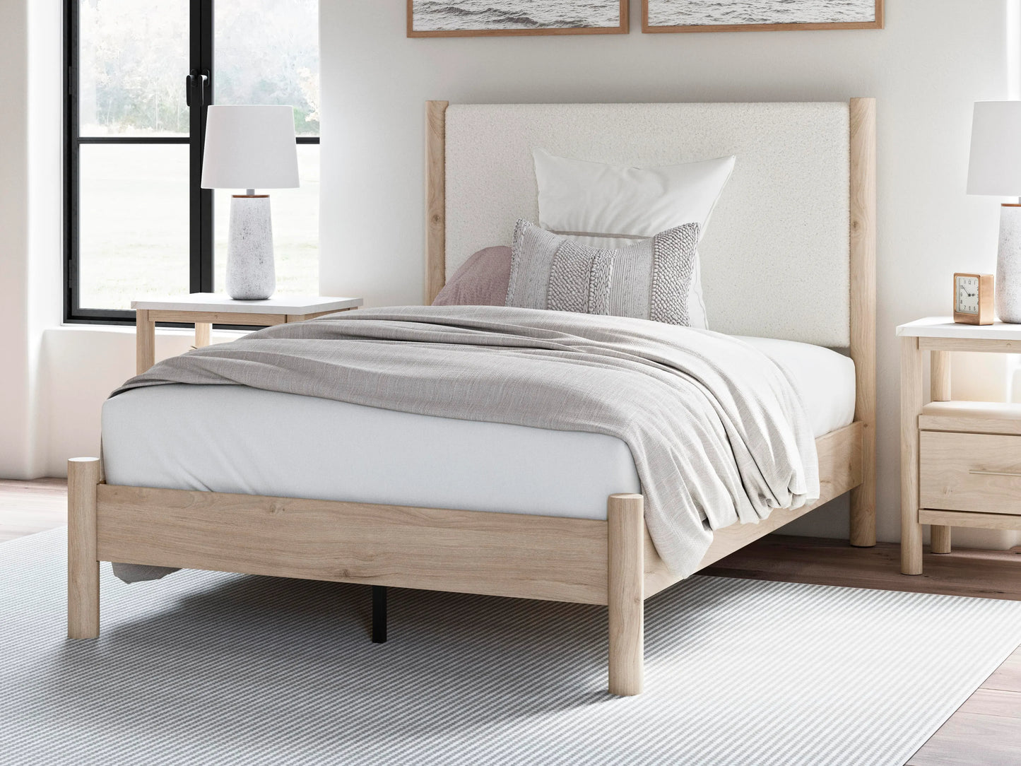 Cadmori Cama Tapizada con Panel Completo