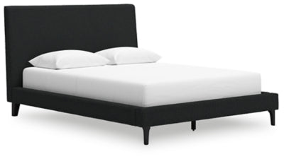 Cama tapizada tamaño Queen Cadmori con somier de láminas