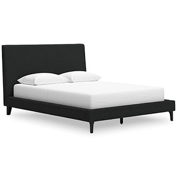 Cama tapizada tamaño Queen Cadmori con somier de láminas