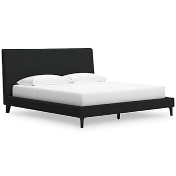 Cama tapizada tamaño King Cadmori con somier de láminas enrollables