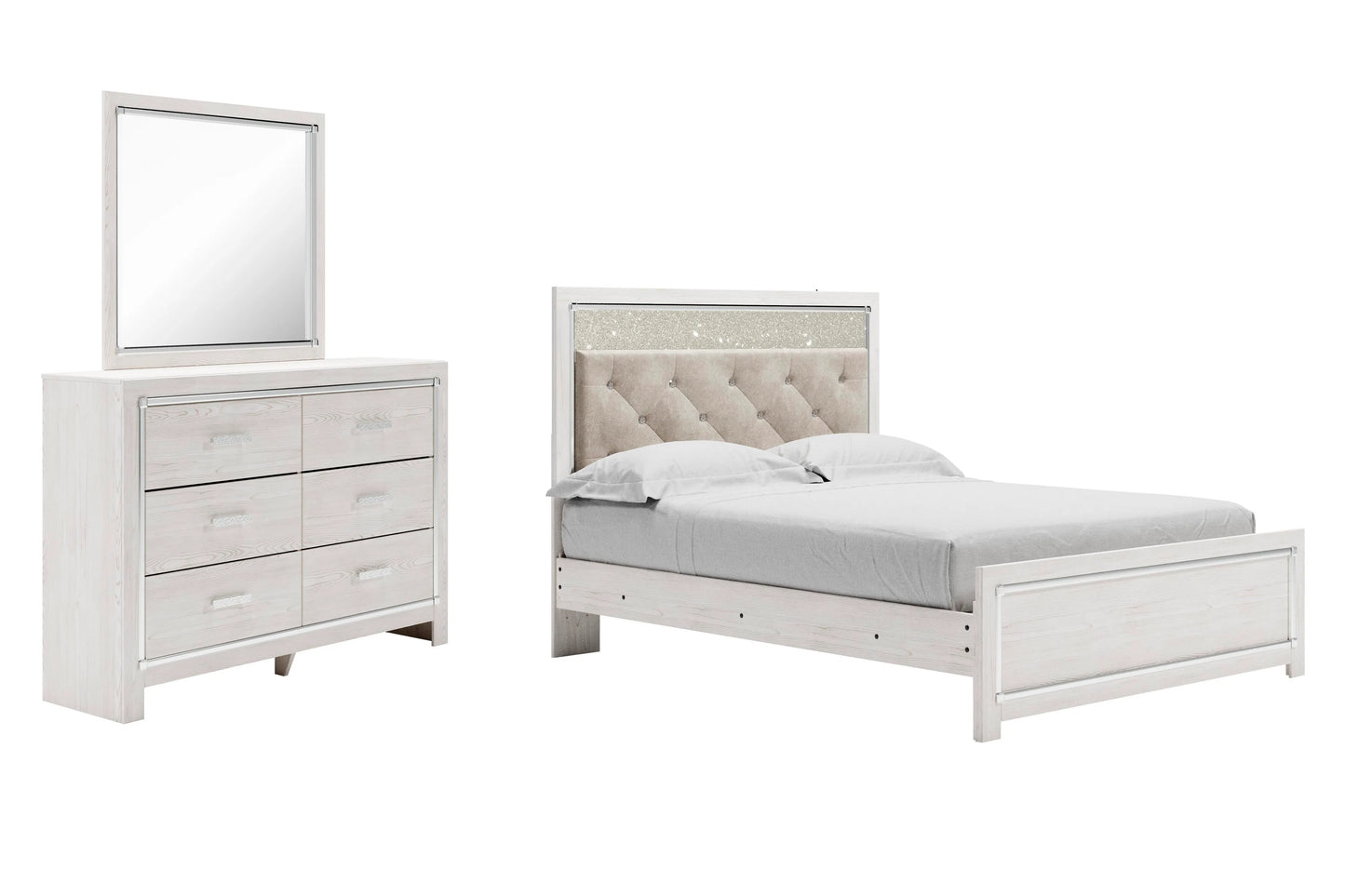 Cama de matrimonio Altyra con tocador y espejo