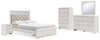 Cama Altyra Queen con almacenaje, cómoda, espejo, chiffonier y mesita de noche