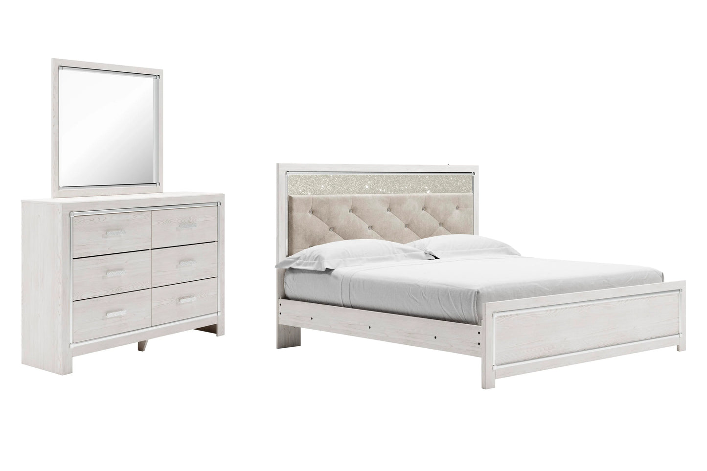 Cama con panel, tocador y espejo Altyra King