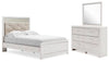 Cama de panel completo, cómoda y espejo Altyra